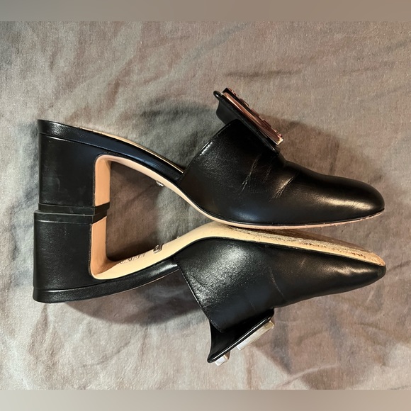 Gucci— Madelyn Malaga Crystal Square G Leather Mules 35 / 36 Block Heel - Picture 2 of 16